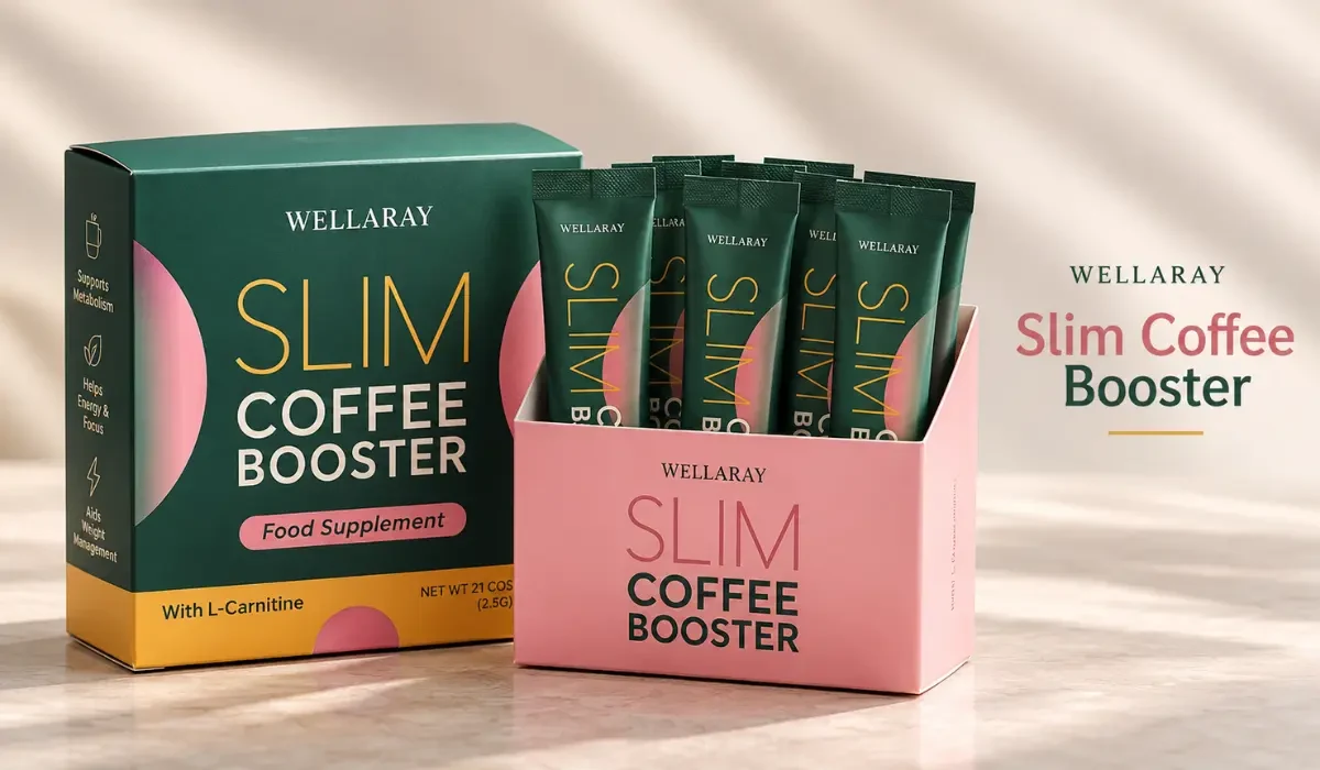 Wellaray Slim Coffee Booster product range and sachets